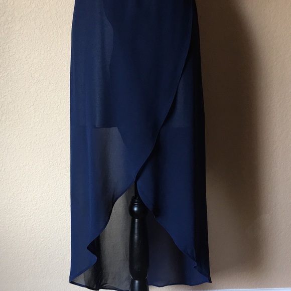 Dex high low navy blue gray midi dress S - Picture 3 of 7